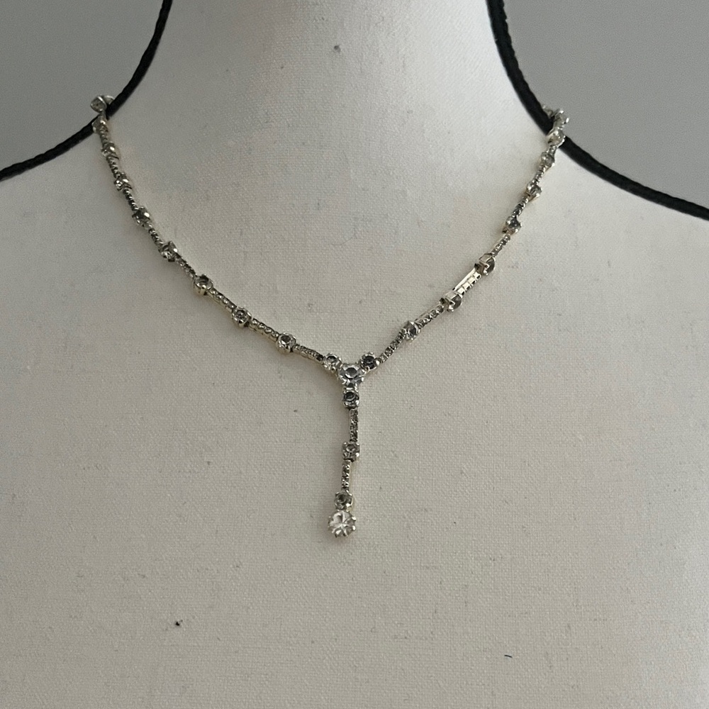 Carolee Silver Necklace with Crystal Drops